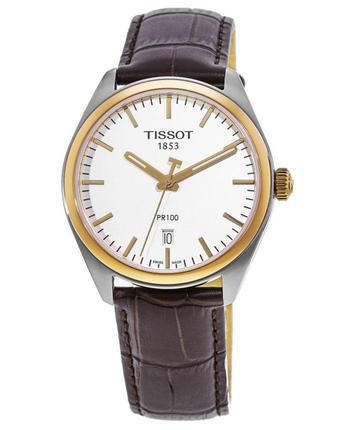 推荐Tissot PR 100 Quartz Silver Dial Leather Strap Men's Watch T101.410.26.031.00商品