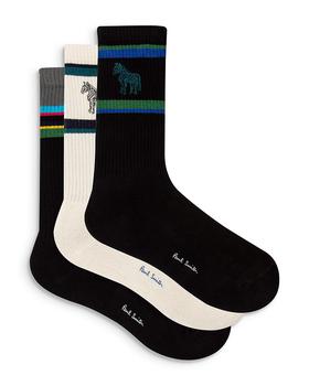 Paul Smith | Cotton Blend Stripe Mid Calf Sport Socks, Pack of 3商品图片,独家减免邮费