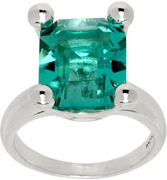 Mondo Mondo | Silver & Green Atomic Square Ring,商家SSENSE,价格¥2713