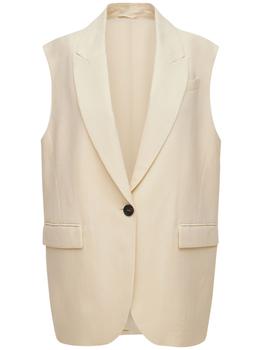 brunello cucinelli jacket, Brunello Cucinelli | Fluid Viscose & Linen Blazer Vest商品图片 5折