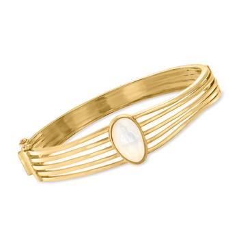 商品Ross-Simons Mother-Of-Pearl Bangle Bracelet in 18kt Gold Over Sterling图片