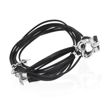 product Salvatore Ferragamo Gancini Sterling Silver And Leather Bracelet 704202 image