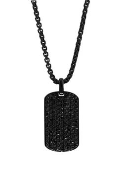 Effy | Men's 4.3 ct. t.w. Black Spinel Pendant Necklace in Sterling Silver商品图片,