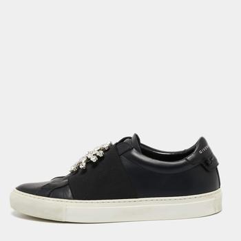 纪梵希鞋, Givenchy | Givenchy Black Leather Crystal Embellished Slip On Sneakers Size 39商品图片 