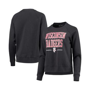 Under Armour | Women's Black Wisconsin Badgers All Day Fleece Raglan Pullover Sweatshirt商品图片,