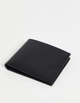 Ralph Lauren | Polo Ralph Lauren classic leather billfold wallet in black Exclusive at ASOS商品图片,7.9折