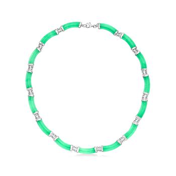 商品Ross-Simons Curved Jade Necklace in Sterling Silver图片