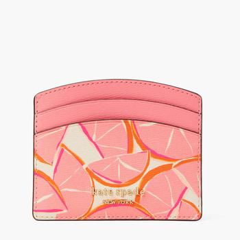 Kate Spade | Kate Spade New York Women's Spencer Grapefruit Card Holder - Pink Multi商品图片,额外7.5折, 额外七五折