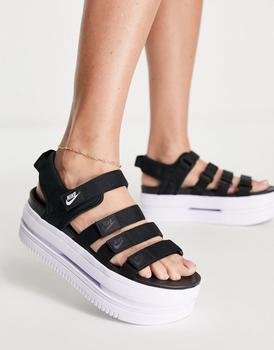 nike女鞋经典款, NIKE | Nike Icon Classic platform sandals in black and white商品图片 