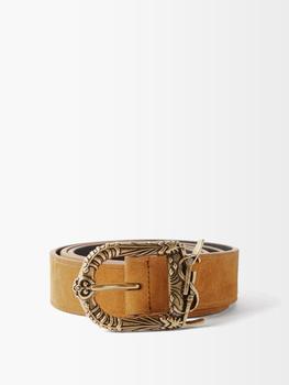 ysl皮带, Yves Saint Laurent | YSL engraved-buckle suede belt商品图片 