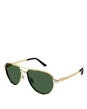 Cartier | Santos Evolution 24K Gold & Platinum Plated Pilot Sunglasses, 59mm 