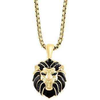 Effy | EFFY® Men's Black Spinel Lion 22" Pendant Necklace (3/8 ct. t.w.) in 14k Gold-Plated Sterling Silver,商家Macy's,价格¥4127
