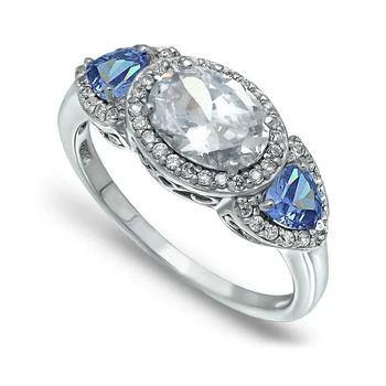 Macy's | Cubic Zirconia Oval with Tanzanite CZ Accents 3 Stone Ring in Silver Plate or 18K Gold Plate,商家Macy's,价格¥135