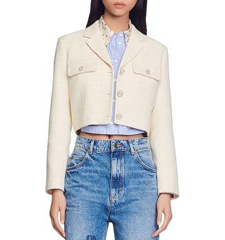 sandro外套是什么牌子, Sandro | Edma Cropped Tweed Jacket商品图片 独家减免邮费