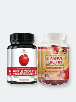 商品Totally Products | Apple Cider Vinegar Gummies with Pomegranate plus Biotin Gummies Combo Pack (2 sets),商家Verishop,价格¥261图片