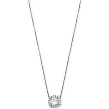 推荐Cubic Zirconia Halo Pendant Necklace in Sterling Silver, Created for Macy's商品