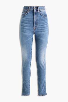 推荐Distressed high-rise skinny jeans商品