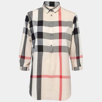 美国burberry, [二手商品] Burberry | Burberry Brit Beige Novacheck Cotton Half Placket Detail Tunic S商品图片 7.3折