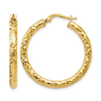 Diamond2Deal | 14K Yellow Gold Polished and Textured Hoop Earrings 28mm,商家Premium Outlets,价格¥3657
