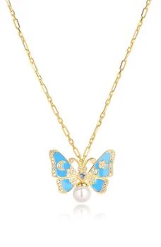 Gabi Rielle | 14k Gold Plate Sterling Silver Imitation Pearl Butterfly Pendant Necklace,商家Nordstrom Rack,价格¥331