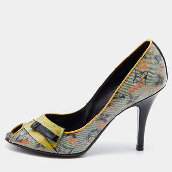 lv高帮鞋, [二手商品] Louis Vuitton | Louis Vuitton Yellow Monogram Coated Denim Richard Prince Flash Pulp Peep-Toe Pumps Size 36商品图片 9.4折, 满1件减$100, 满减