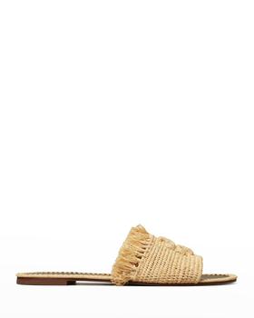 tory burch eleanor, Tory Burch | Eleanor Raffia Double T Slide Sandals商品图片 