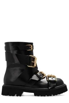 Moschino | Moschino Buckle-Detailed Round-Toe Zipped Ankle Boots 5.7折