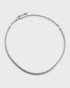 Neiman Marcus Diamonds | 18K White Gold Half-Diamond Half-Chain Necklace, 16"L, 2.85tcw,商家Neiman Marcus,价格¥72778