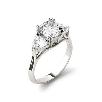 Charles & Colvard, Charles & Colvard | Moissanite Three Stone Ring 3 ct. t.w. Diamond Equivalent in 14k White Gold商品图片 