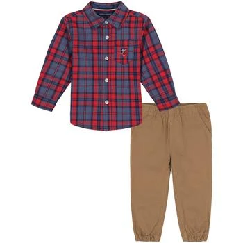 Tommy Hilfiger | Baby Boys Plaid Long Sleeve Button-Front Shirt and Twill Joggers, 2 Piece Set 