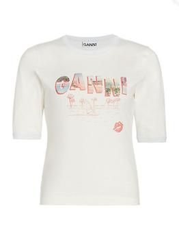 Ganni | Printed Cotton Jersey T-Shirt商品图片,7折