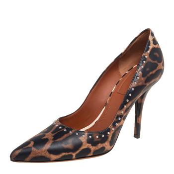 加拿大纪梵希鞋, [二手商品] Givenchy | Givenchy Black/Beige Leopard Print Leather Studded Pointed Toe Pumps Size 36商品图片 2.3折