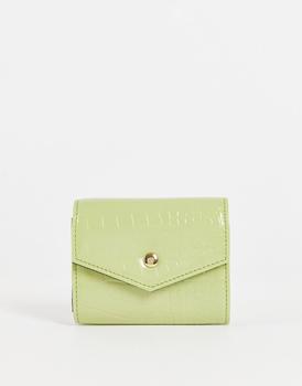 商品ASOS DESIGN envelope purse in green croc图片
