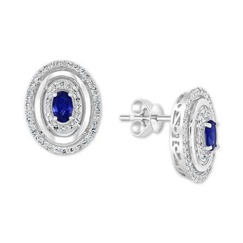 商品Effy | EFFY® Sapphire (5/8 ct. t.w.) & Diamond (1/3 ct. t.w.) Stud Earrings in 14k White Gold,商家Macy's,价格¥7103图片
