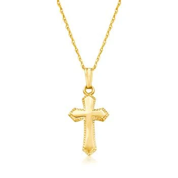 Ross-Simons | Ross-Simons Child's 14kt Yellow Gold Beaded Cross Pendant Necklace,商家Premium Outlets,价格¥1632