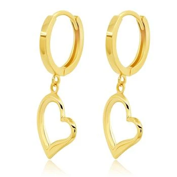 MAX + STONE | 14K Yellow Gold Dangle Heart Huggie Hoop Earrings,商家Premium Outlets,价格¥764