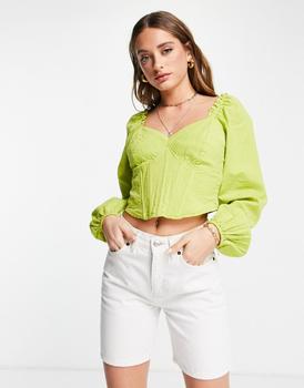 更多VERO MODA, VERO MODA | Vero Moda corset detail top in lime商品图片 6.6折