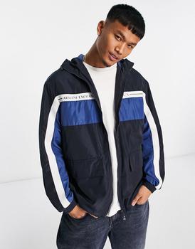 商品Armani Exchange | Armani Exchange taping windbreaker in navy,商家ASOS,价格¥2253图片