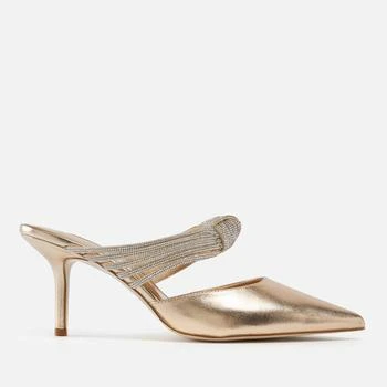 推荐Dune Croatia Crystal-Embellished Metallic Leather Heeled Mules商品