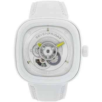 推荐SevenFriday Men's Automatic Watch - Caipi Power Reserve White Leather Strap | P1C-04商品