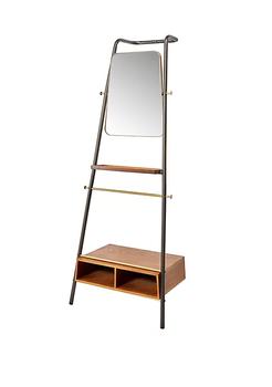 商品Brady Metal and Wood Leaning Storage Coat Rack with Mirror,商家Belk,价格¥1396图片
