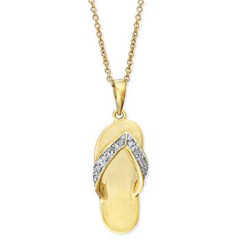商品Diamond Flip-Flop Pendant Necklace in 18k Gold over Sterling Silver (1/10 ct. t.w.)图片