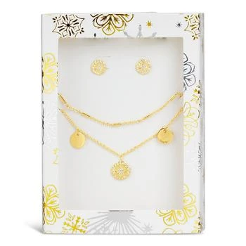 Sterling Forever | Cubic Zirconia Stud and Charm Necklace Peace & Joy Gift Set 