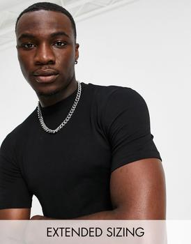 推荐ASOS DESIGN cotton blend muscle fit t-shirt with crew neck in black - BLACK商品