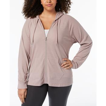 ck卫衣, Calvin Klein | Plus Size Ruched-Sleeve Zip Hoodie商品图片 5折
