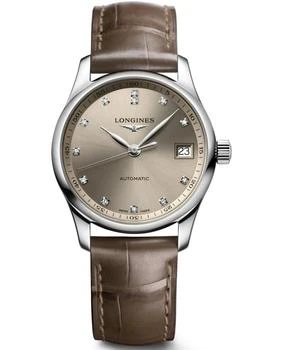 Longines | Longines Master Automatic Beige Diamond Dial Leather Strap Women's Watch L2.357.4.07.2 7.5折, 独家减免邮费