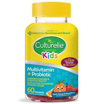 商品Kids Multivitamin + Probiotic Gummies, Digestive + Immune Support Peach-Orange & Mixed Berry Flavor图片