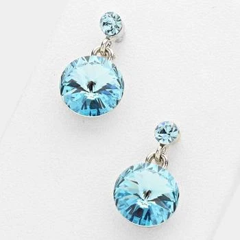 FASHNZFAB | Genuine Crystal Drop Earrings - Aqua, Rhodium,商家Premium Outlets,价格¥161
