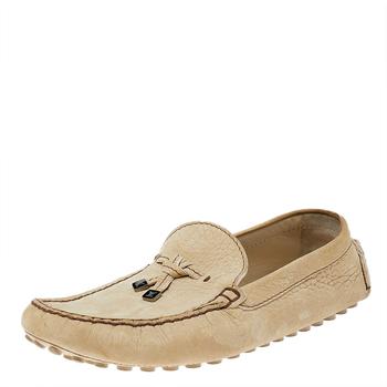 lv男鞋图片, [二手商品] Louis Vuitton | Louis Vuitton Light Yellow Leather Bow Slip On Loafers Size 42.5商品图片 4.5折, 满$800减$80, 满减