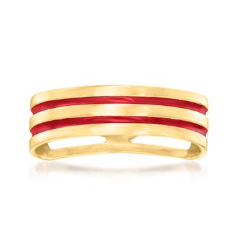 商品Ross-Simons | Ross-Simons Italian 14kt Yellow Gold Ring With Red Enamel Stripes,商家Premium Outlets,价格¥1441图片